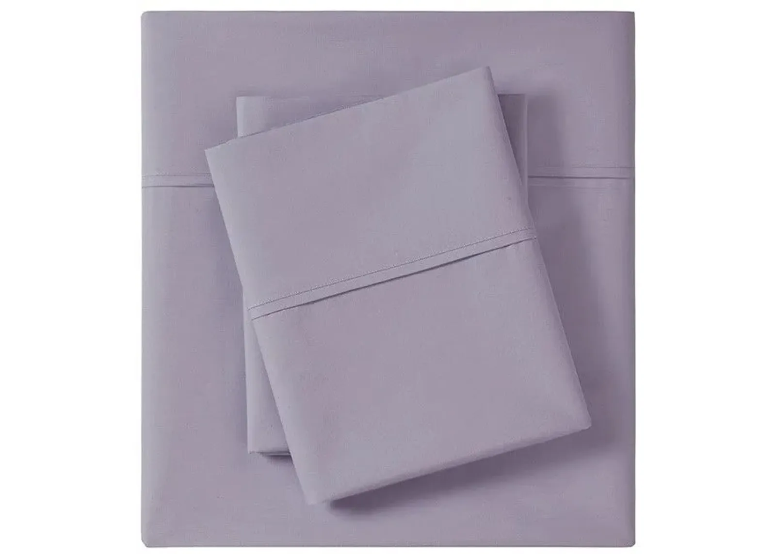 Olliix by Madison Park Purple Twin Peached Percale Cotton Sheet Set