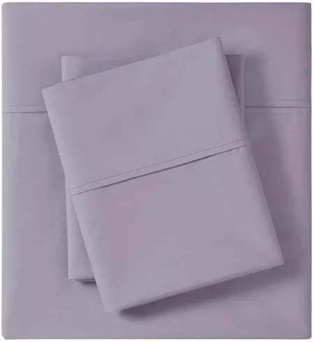Olliix by Madison Park Purple Twin Peached Percale Cotton Sheet Set