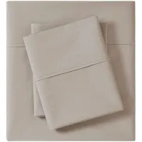 Olliix by Madison Park Khaki Twin Peached Percale Cotton Sheet Set
