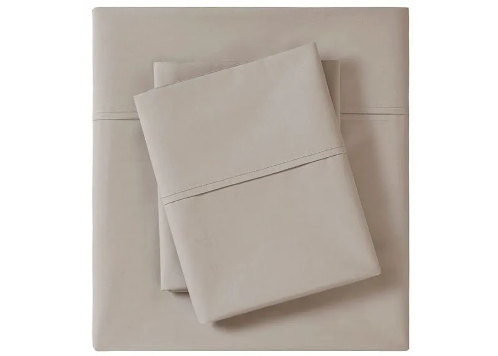 Olliix by Madison Park Khaki Twin Peached Percale Cotton Sheet Set