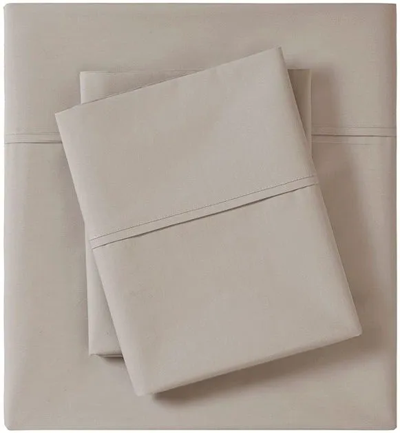 Olliix by Madison Park Khaki King Peached Percale Cotton Sheet Set