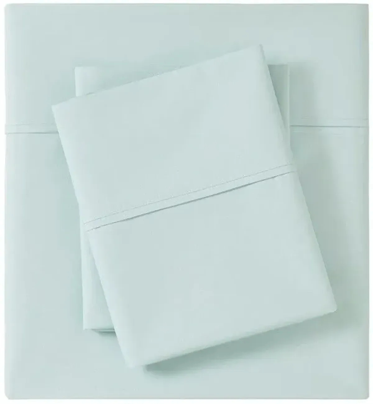 Olliix by Madison Park Aqua Twin Peached Percale Cotton Sheet Set