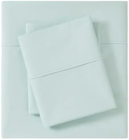 Olliix by Madison Park Aqua Twin Peached Percale Cotton Sheet Set
