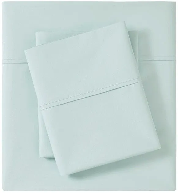 Olliix by Madison Park Aqua California King Peached Percale Cotton Sheet Set