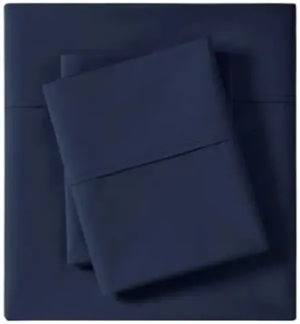 Olliix by Madison Park Peached Percale Navy Full Cotton Sheet Set