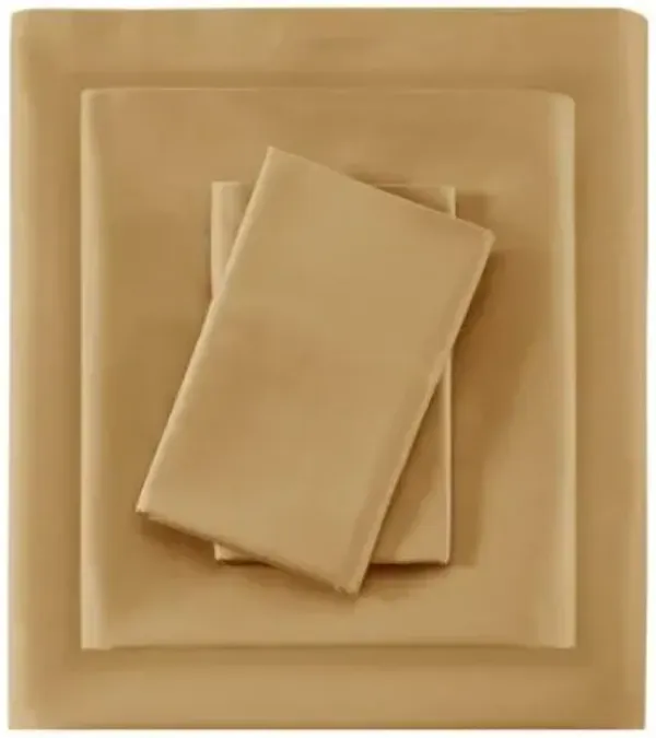 Olliix by Madison Park 600 Thread Count Gold Split King 100% Pima Cotton Sheet Set