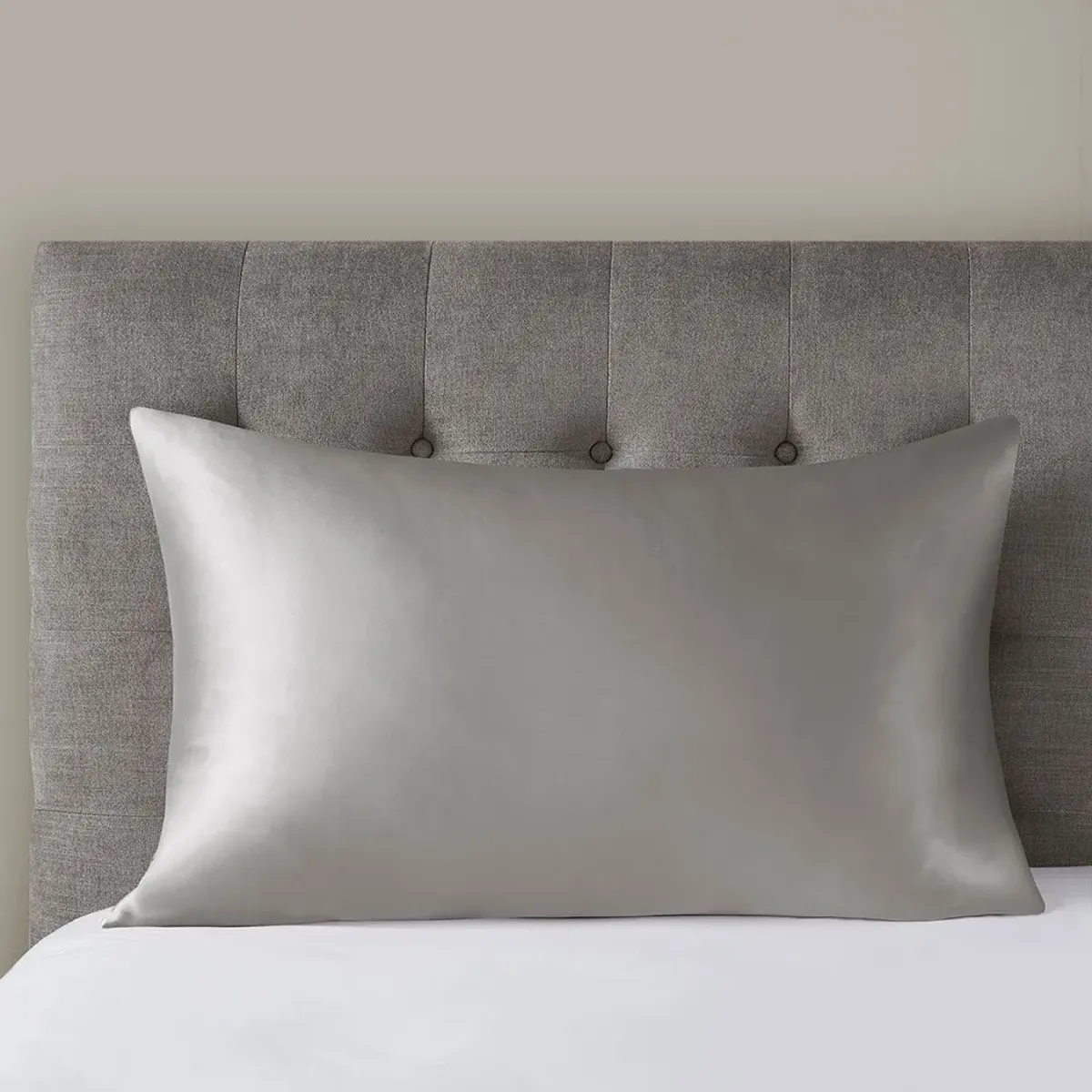 Olliix by Madison Park Silk 100% Mulberry Single Grey Standard Pillowcase