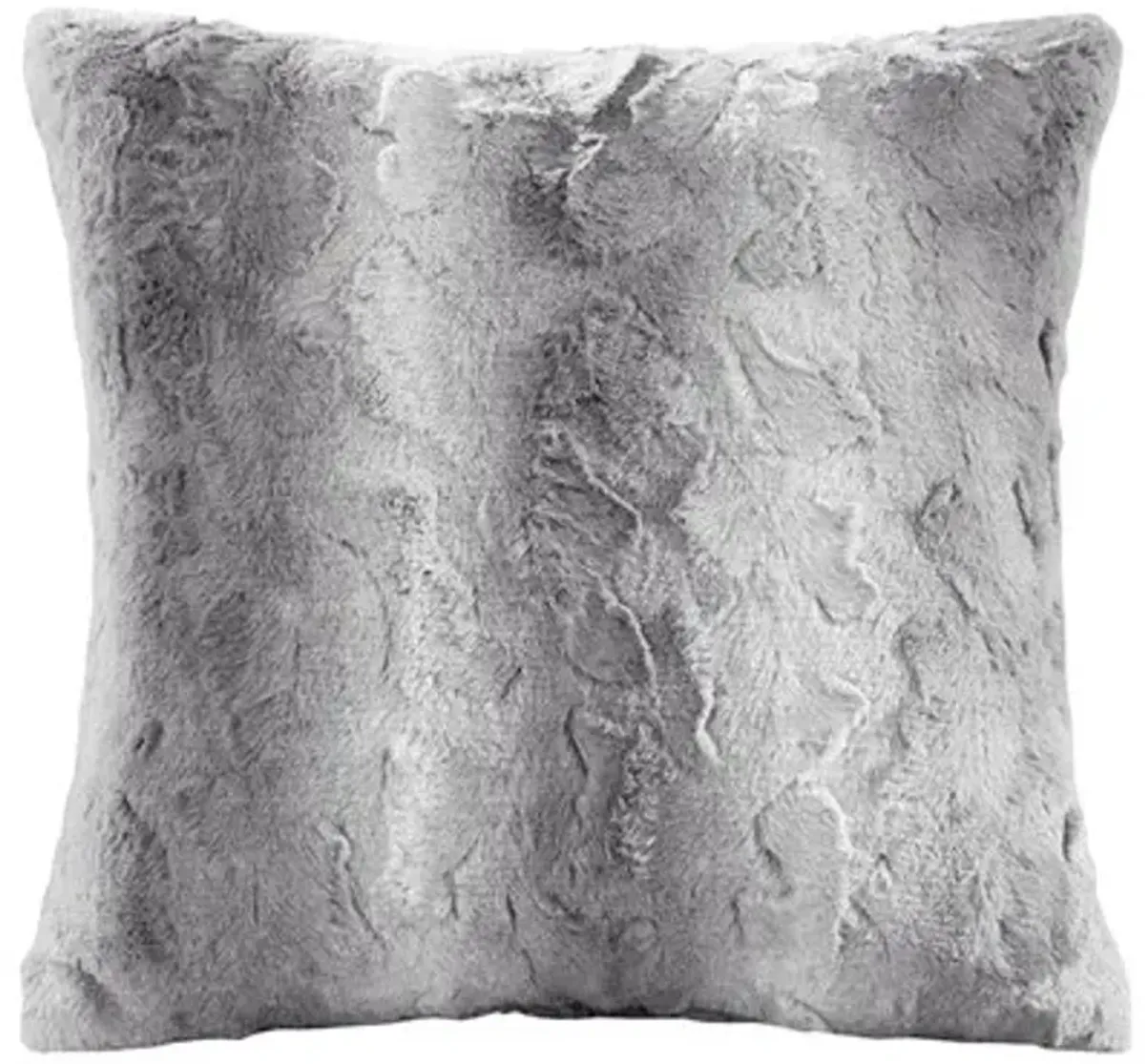 Olliix by Madison Park Zuri Grey 20x20" Polyester Faux Tip Dyed Brushed Long Fur Pillow