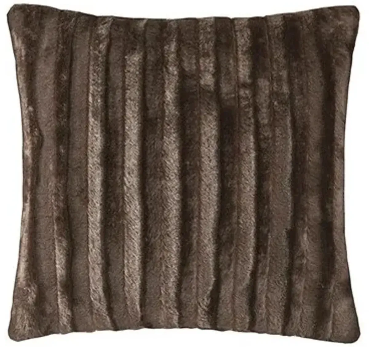Olliix by Madison Park Duke Brown 20x20" Polyester Brushed Solid Stripe Plaited Long Fur Square Pillow