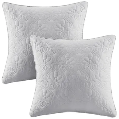 Olliix by Madison Park Quebec 2 Grey 20"x20" Quilted Square Pillow Pair