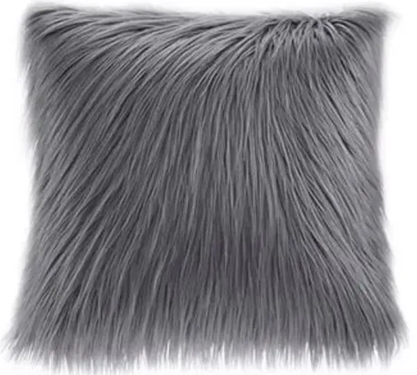 Olliix by Madison Park Edina Black Faux Fur Square Pillow