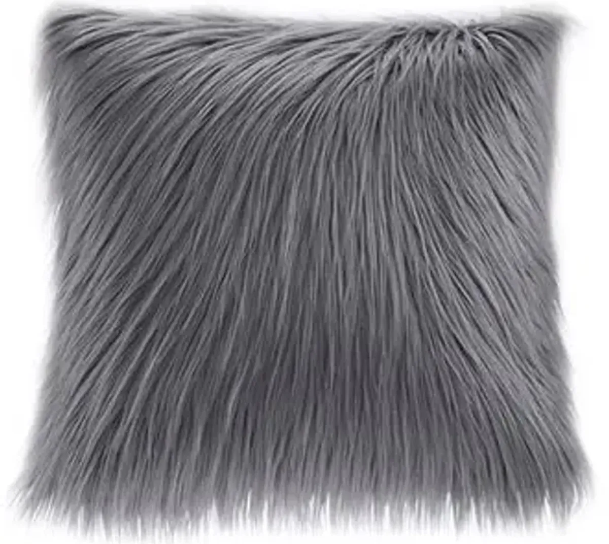 Olliix by Madison Park Edina Grey Faux Fur Square Pillow