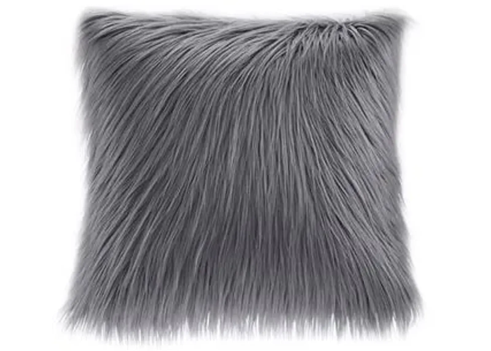 Olliix by Madison Park Edina Grey Faux Fur Square Pillow