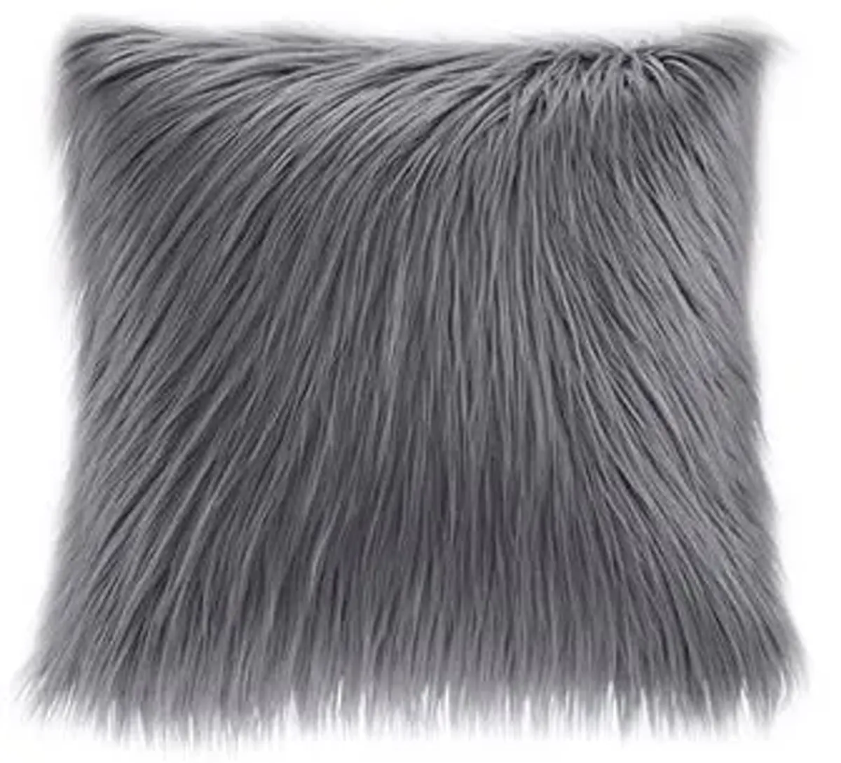 Olliix by Madison Park Edina Grey Faux Fur Square Pillow