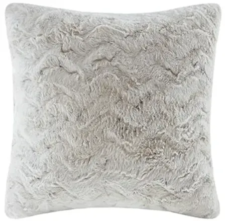 Olliix by Madison Park Zuri Snow Leopard Faux Fur Square Pillow