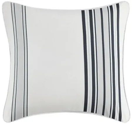 Olliix by Madison Park Newport Black 20x20" Printed Stripe 3M Scotchgard Outdoor Square Pillow