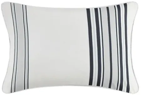 Olliix by Madison Park Newport Black 14x20" Printed Stripe 3M Scotchgard Outdoor Oblong Pillow