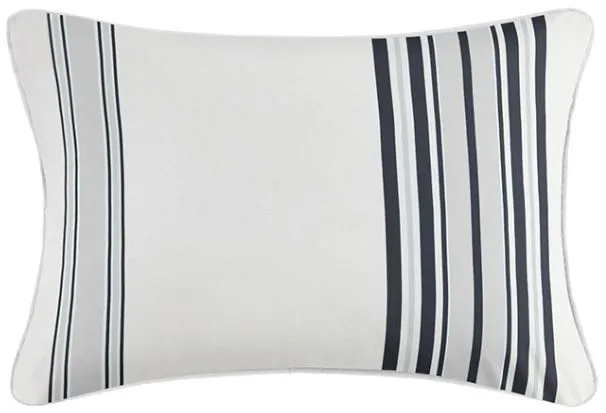 Olliix by Madison Park Newport Black 14x20" Printed Stripe 3M Scotchgard Outdoor Oblong Pillow