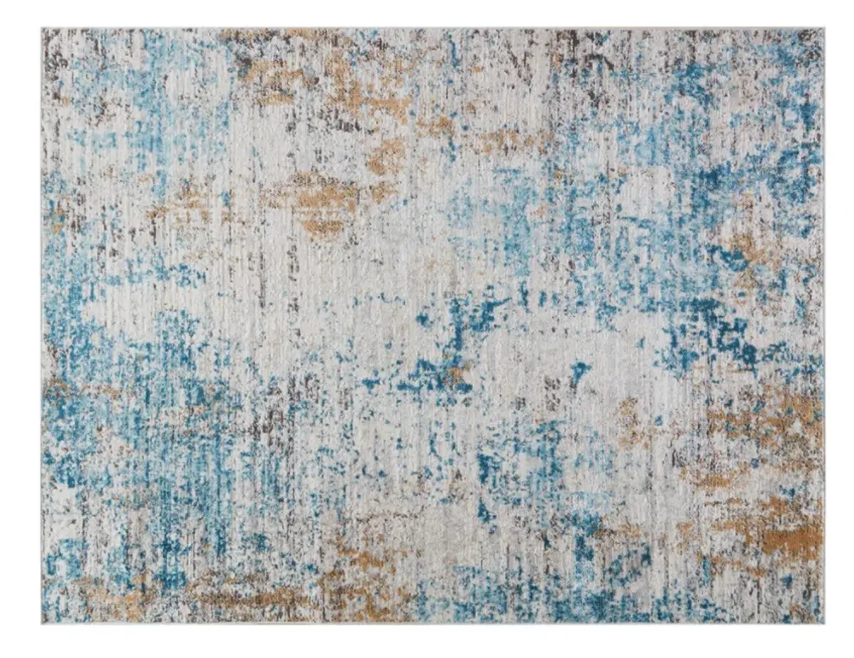 Olliix by Madison Park Newport Cream/Blue 8x10' Abstract Area Rug