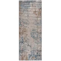 Olliix by Madison Park Newport Cream/Blue Runner Abstract Area Rug