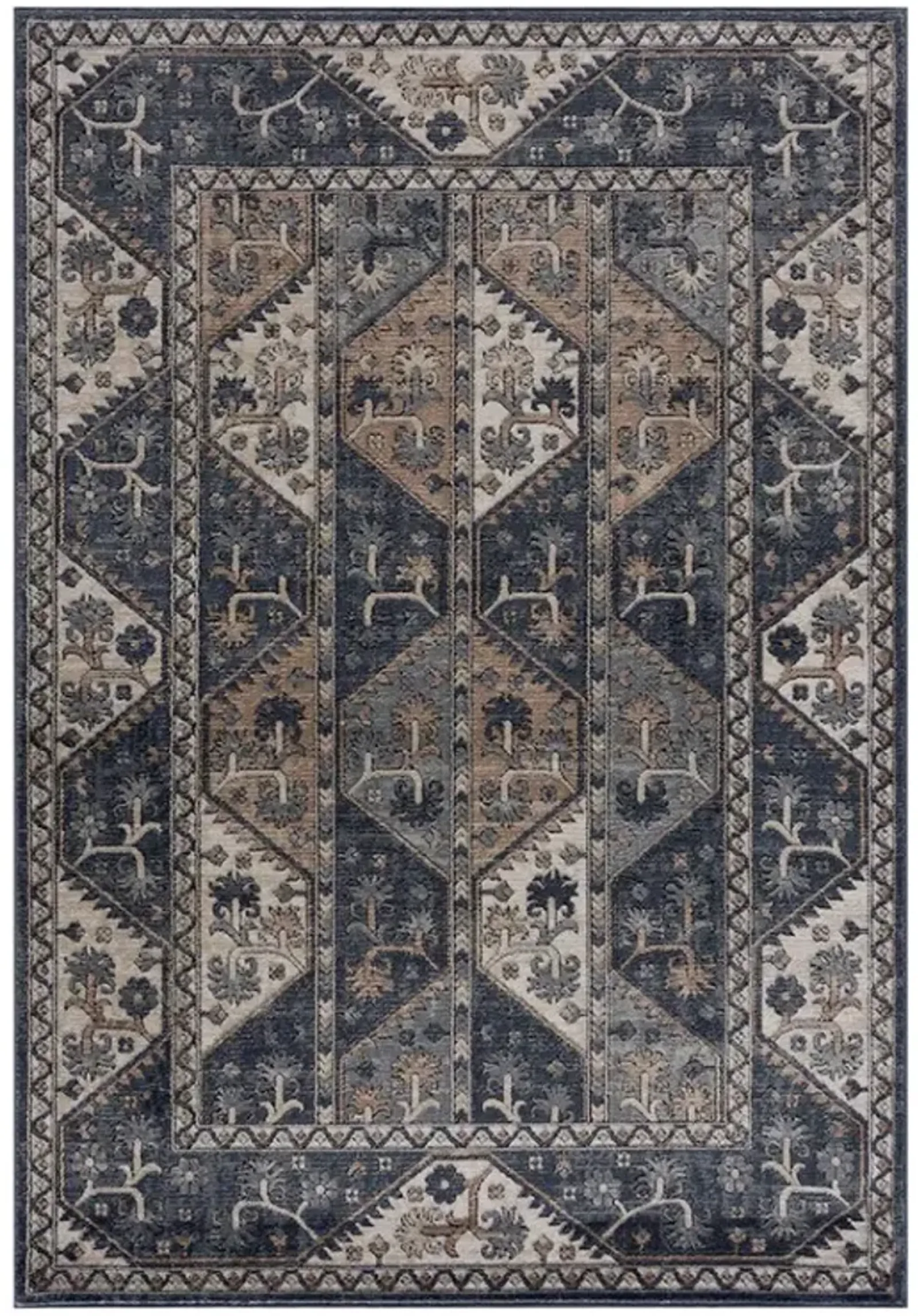 Olliix by Madison Park Dakota Blue/Cream 8x10' Tiled Border Area Rug