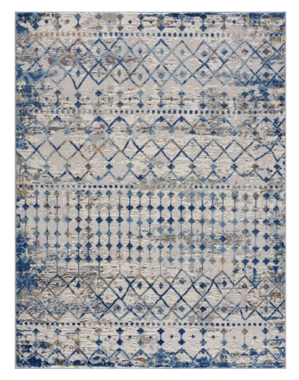 Olliix by Madison Park Hannah Blue/Cream 4x6' Moroccan Area Rug