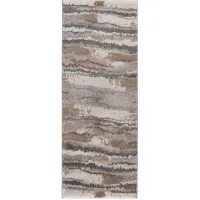 Olliix by Madison Park Riley Blue/Tan Runner Cozy Shag Watercolor Area Rug