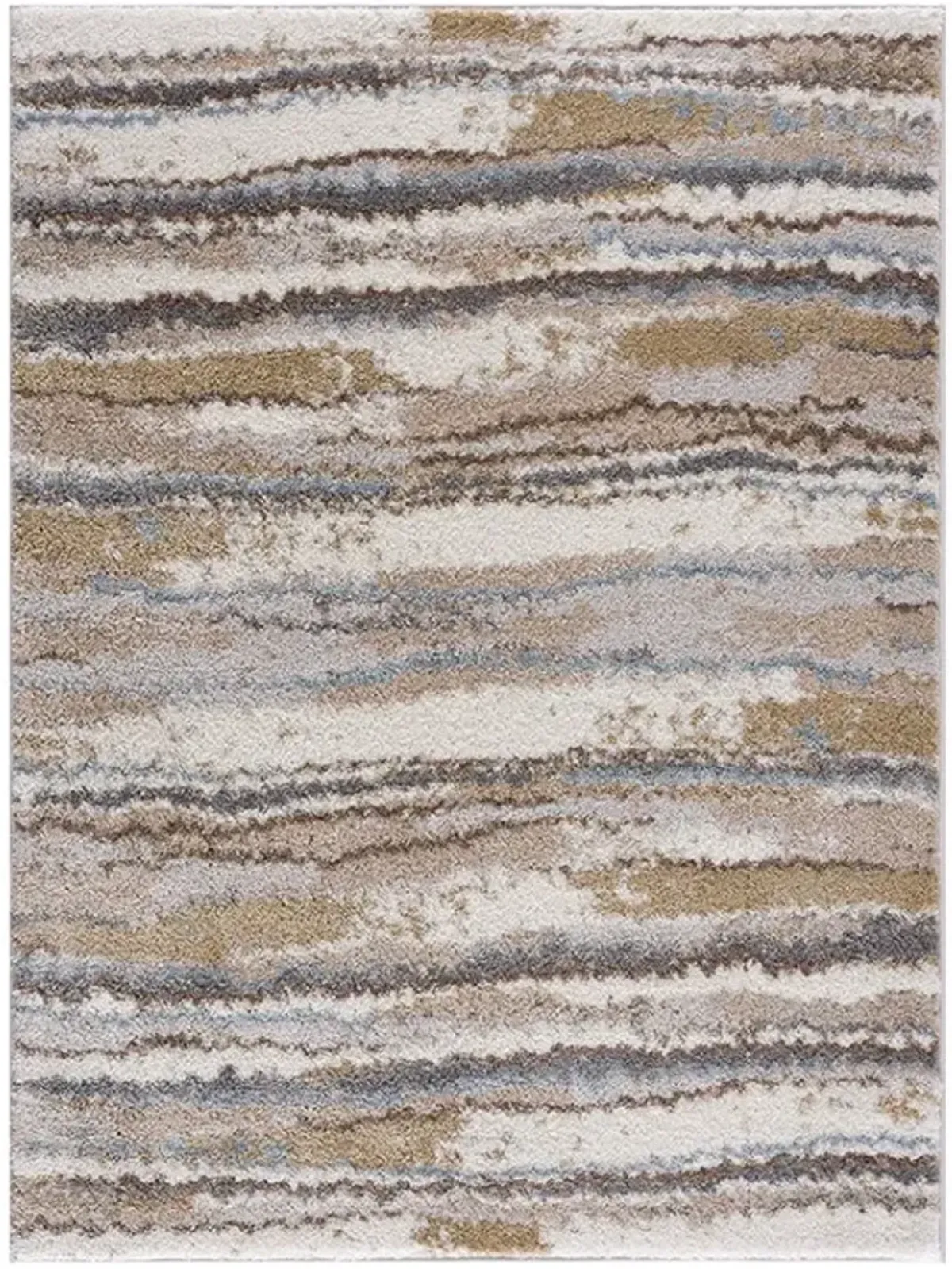 Olliix by Madison Park Riley Blue/Tan 6x9' Cozy Shag Watercolor Area Rug