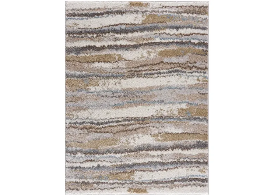 Olliix by Madison Park Riley Blue/Tan 6x9' Cozy Shag Watercolor Area Rug