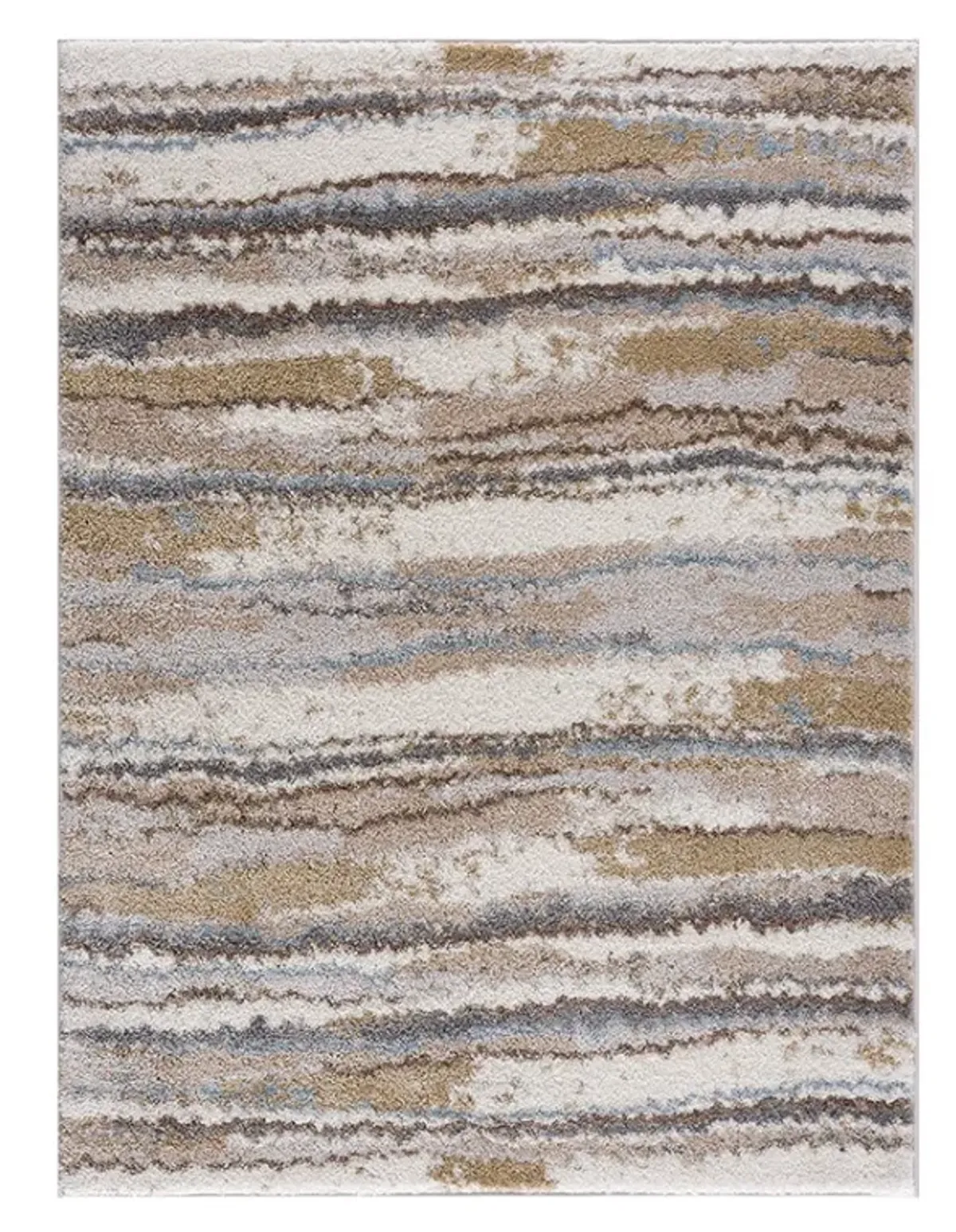 Olliix by Madison Park Riley Blue/Tan 6x9' Cozy Shag Watercolor Area Rug