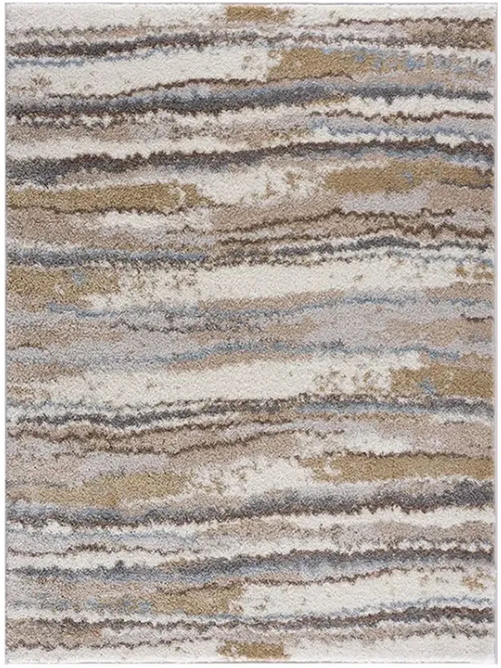 Olliix by Madison Park Riley Blue/Tan 8x10' Cozy Shag Watercolor Area Rug