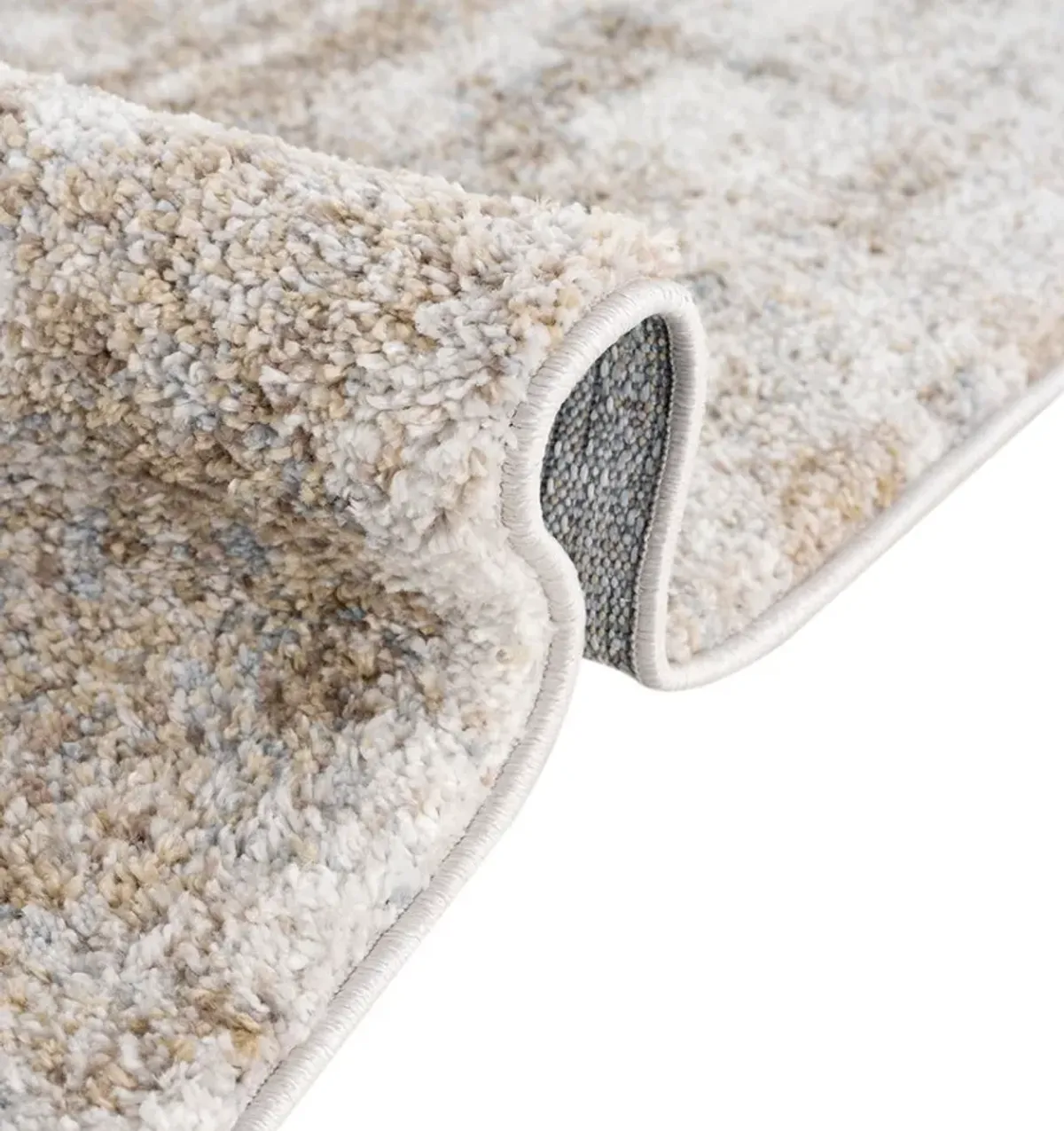 Olliix by Madison Park Haley Cream/Grey 8x10' Cozy Shag Abstract Area Rug