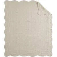 Olliix by Madison Park Cream Tuscany Oversized Quilted Throw with Scalloped Edges