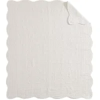 Olliix by Madison Park White Tuscany Oversized Quilted Throw with Scalloped Edges