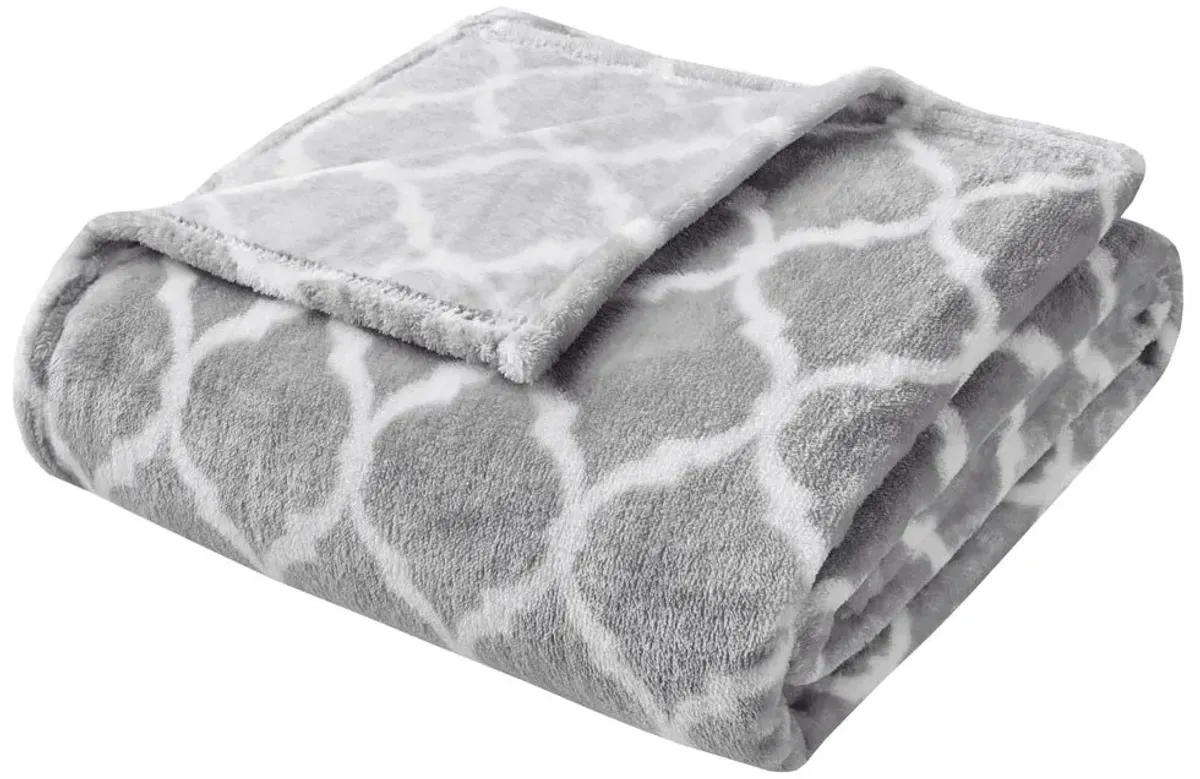 Olliix by Madison Park Ogee 1 Grey Oversized Throw