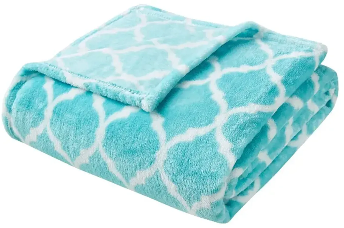 Olliix by Madison Park Ogee 1 Aqua Oversized Throw