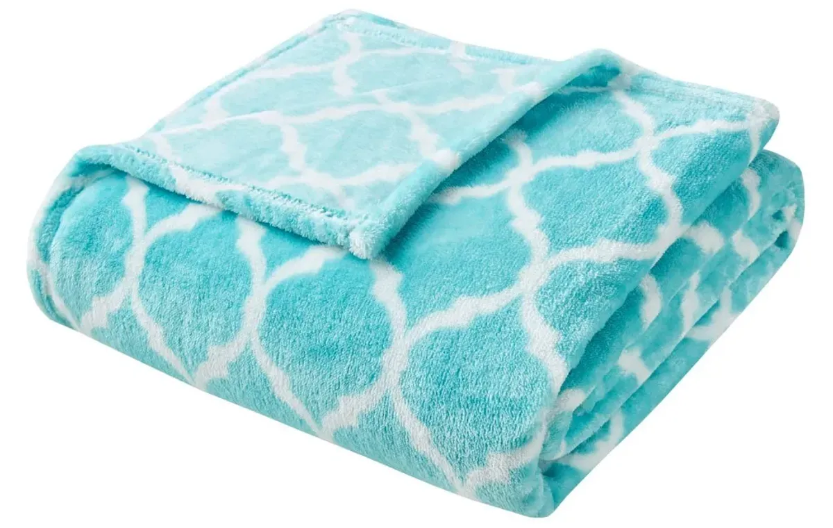 Olliix by Madison Park Ogee 1 Aqua Oversized Throw