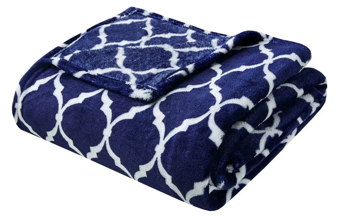 Olliix by Madison Park Ogee 1 Navy Oversized Throw