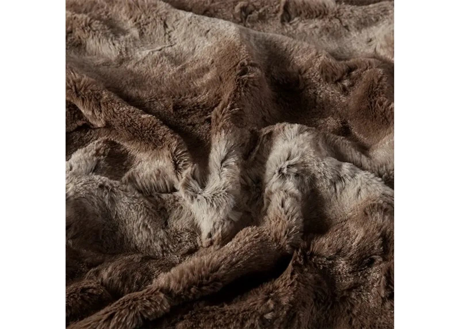 Olliix by Madison Park Zuri Tan 60x70" Polyester Faux Tip Dyed Brushed Long Fur Throw