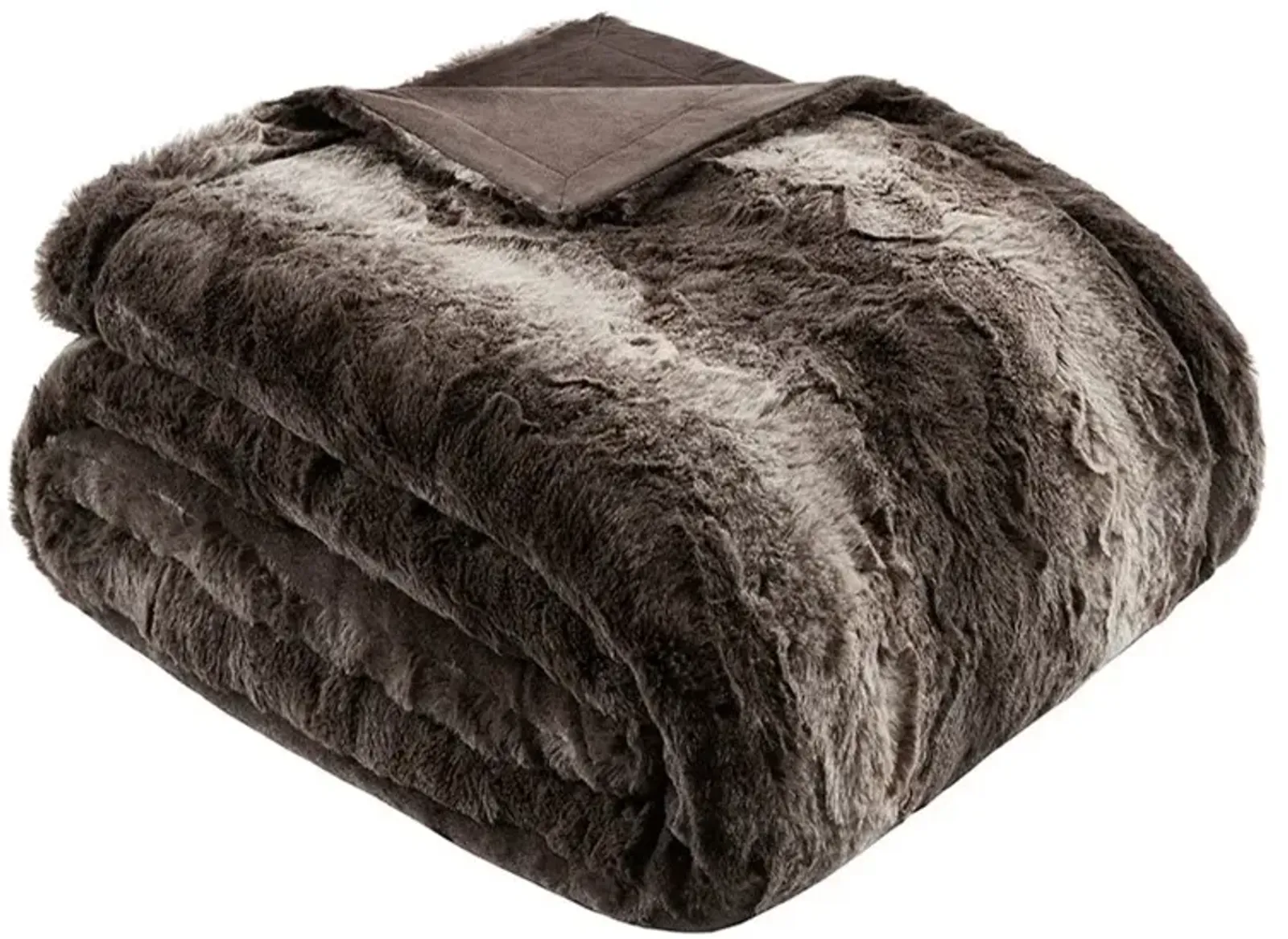 Olliix by Madison Park Zuri 1 Brown Oversized Faux Fur Throw