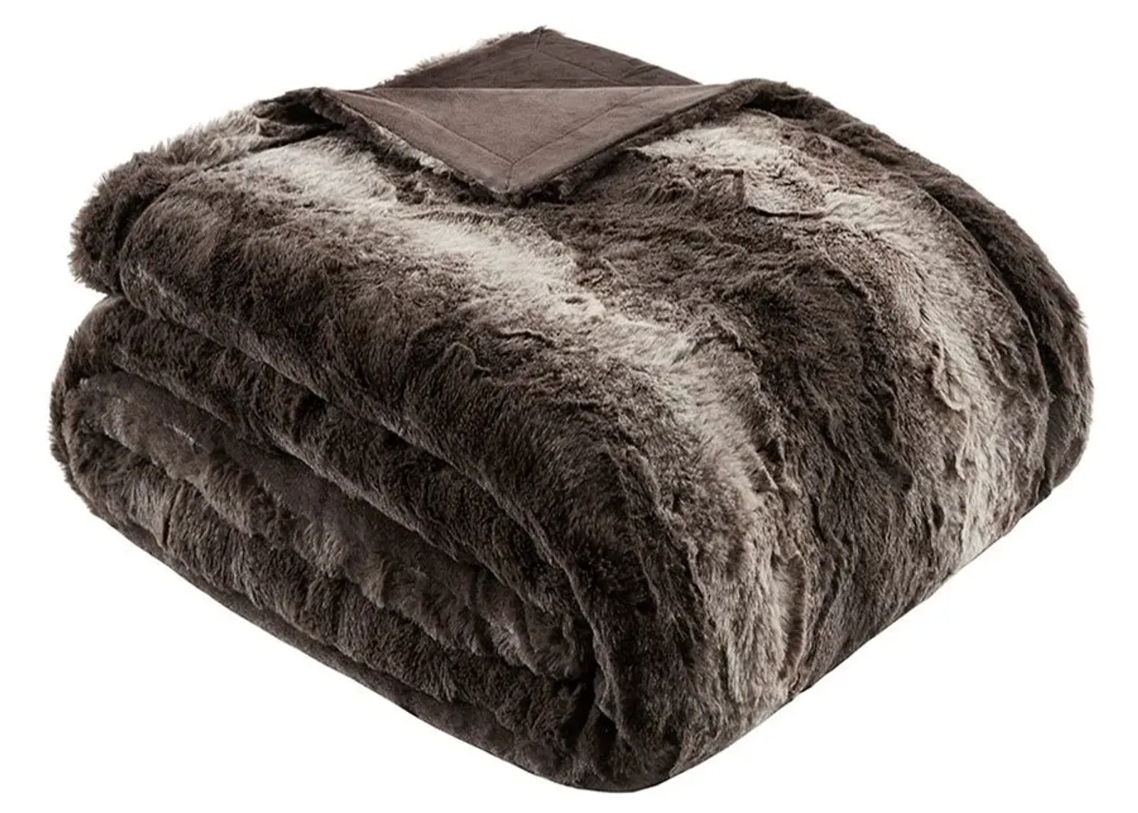 Olliix by Madison Park Zuri 1 Brown Oversized Faux Fur Throw