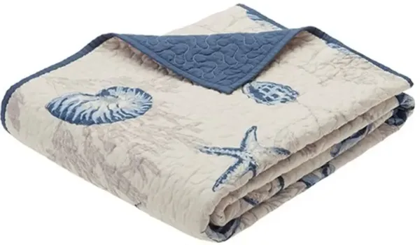 Olliix by Madison Park Blue Bayside Oversized Quilted Throw