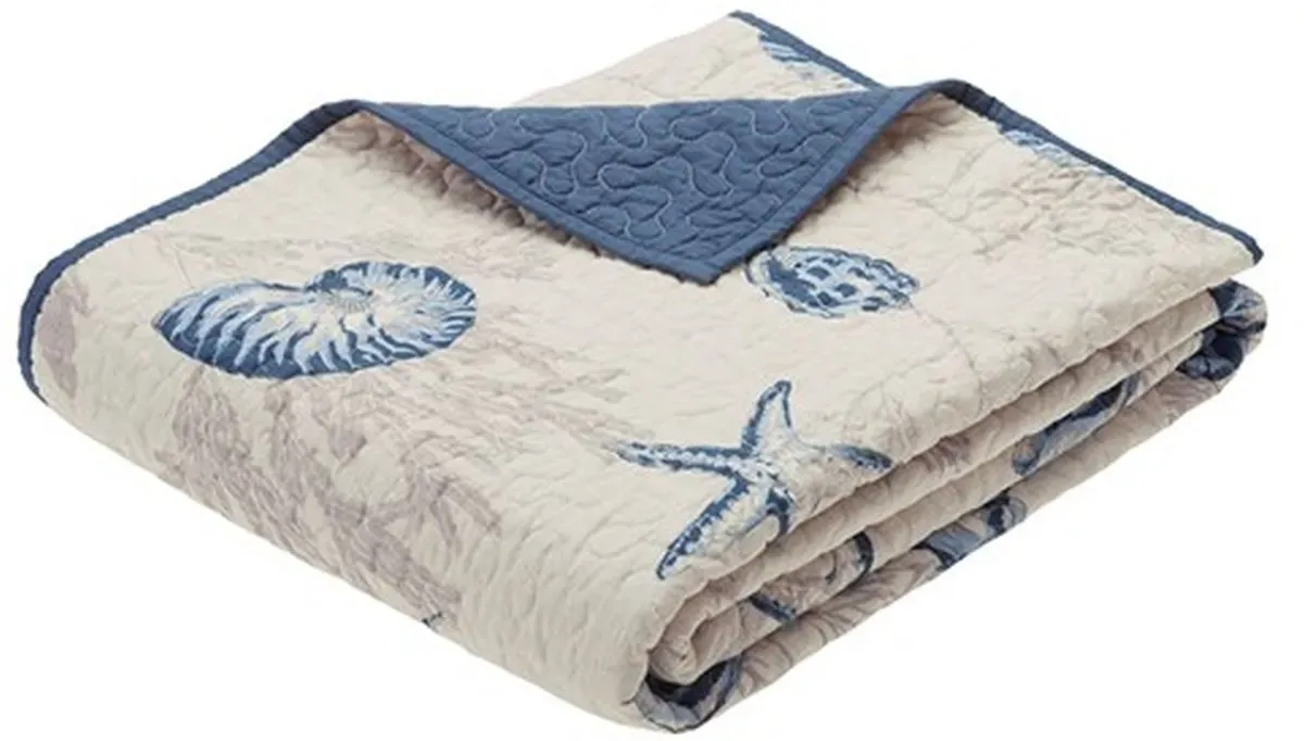 Olliix by Madison Park Blue Bayside Oversized Quilted Throw