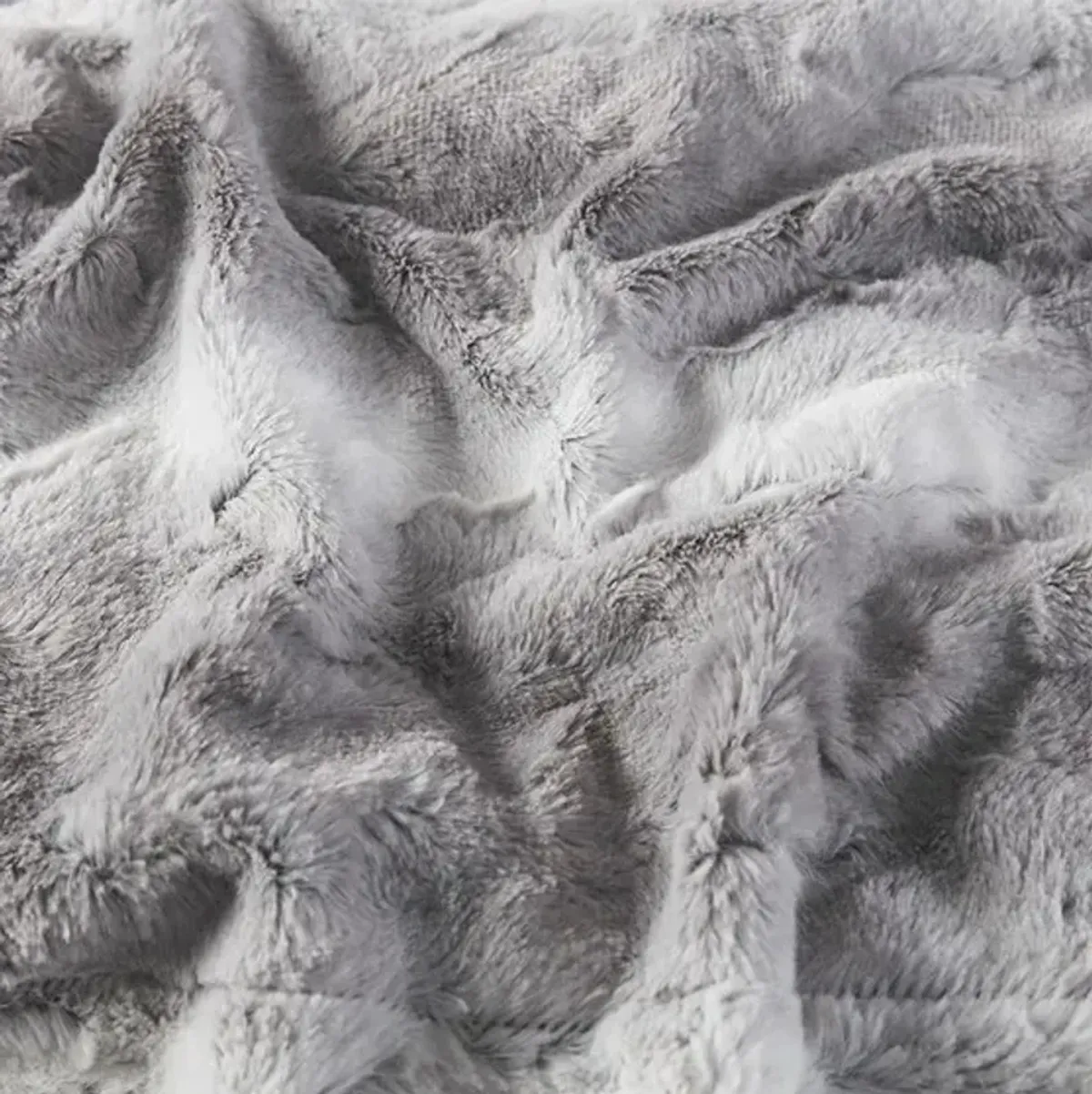 Olliix by Madison Park Zuri Grey 60x70" Polyester Faux Tip Dyed Brushed Long Fur Throw