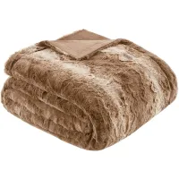 Olliix by Madison Park Zuri 1 Tan Faux Fur Oversized Bed Throw