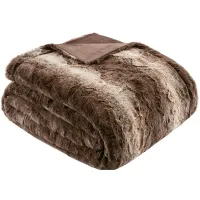 Olliix by Madison Park Zuri 1 Chocolate Faux Fur Oversized Bed Throw