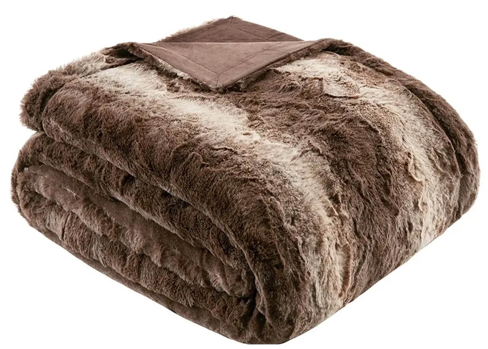 Olliix by Madison Park Zuri 1 Chocolate Faux Fur Oversized Bed Throw