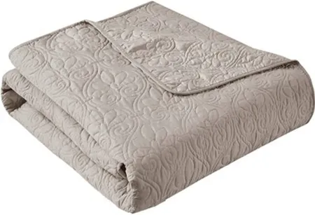 Olliix by Madison Park Quebec Khaki Oversized Quilted Throw