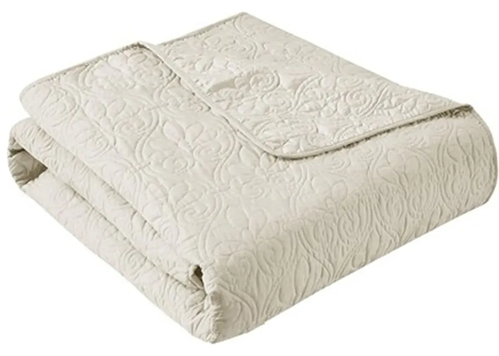 Olliix by Madison Park Quebec Ivory Oversized Quilted Throw