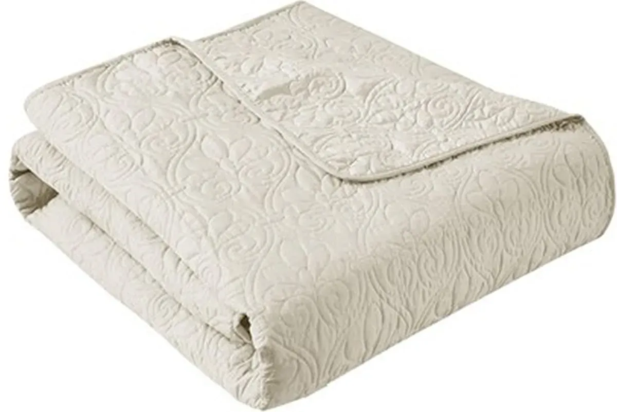 Olliix by Madison Park Quebec Ivory Oversized Quilted Throw